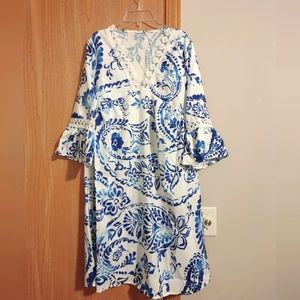 Large women's Bohemian fashion flare sleeve dress